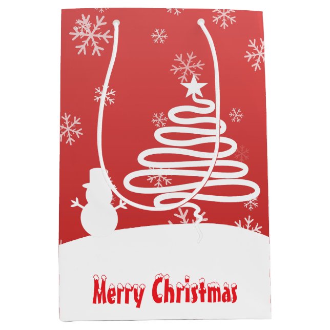 Bolsa De Regalo Mediana Navidades blancos árbol de invierno maravilla de s (Anverso)