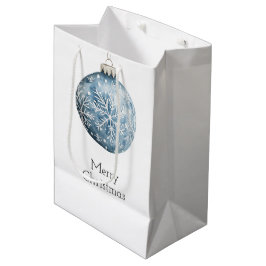 Bolsa De Regalo Mediana Navidades blancos azules adornos de copos de nieve
