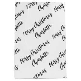 Bolsa De Regalo Mediana Navidades blancos y negros personalizados modernos