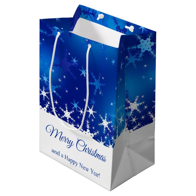 Bolsa De Regalo Mediana Navidades Blue Winowflakes (Angulo Anverso)