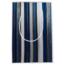 Bolsa De Regalo Mediana Navidades Blues Stripes Blue White Gold