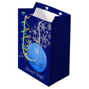 Bolsa De Regalo Mediana Navidades Bulb Snowflake Blue