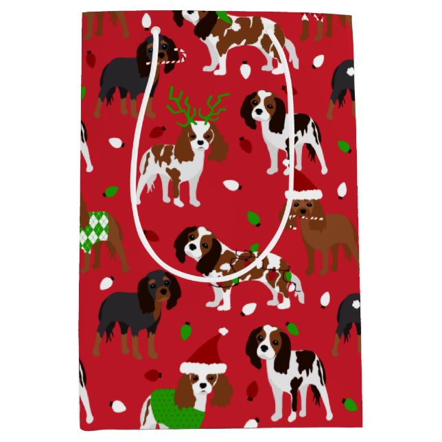 Bolsa De Regalo Mediana Navidades Cavalier King Charles Spaniel (Anverso)
