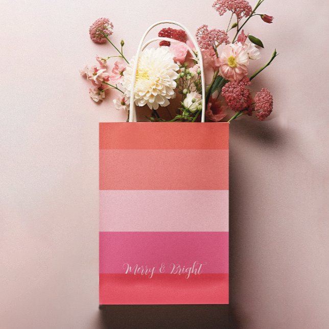 Bolsa De Regalo Mediana Navidades celebran festividad en franjas rojas (Subido por el creador)