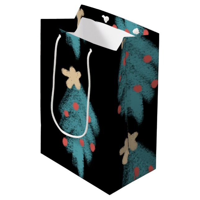 Bolsa De Regalo Mediana Navidades Chalk Doodles Trees (Angulo Anverso)