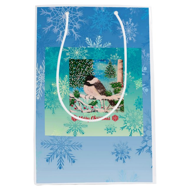 Bolsa De Regalo Mediana Navidades Chickadee Chatter (Anverso)