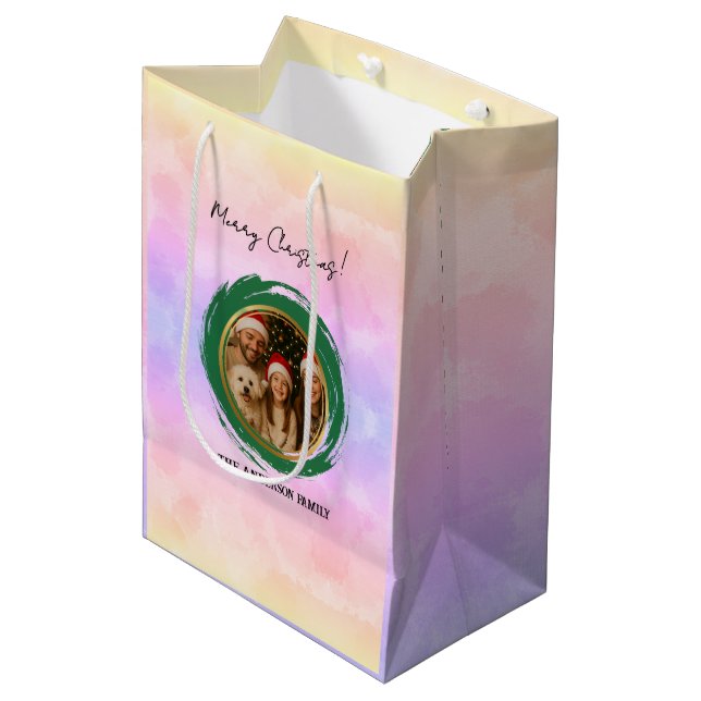 Bolsa De Regalo Mediana Navidades coloridos personalizados (Angulo Anverso)