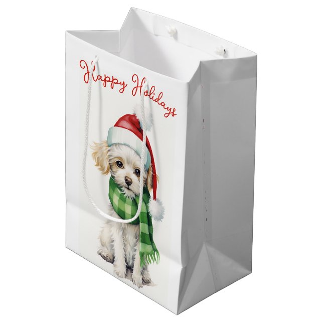 Bolsa De Regalo Mediana Navidades Comodle Perro Con Gorra (Angulo Anverso)