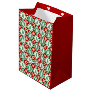 Bolsa De Regalo Mediana Navidades copos de nieve y árboles de Navidad Gran