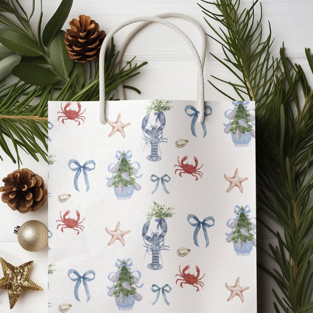 Bolsa De Regalo Mediana Navidades costeros Vacaciones Náuticas y Cangrejos (Subido por el creador)