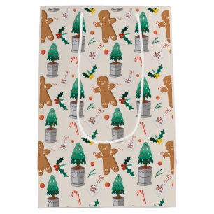 Bolsa De Regalo Mediana Navidades Cute Gingerbread Man Candy Cane