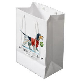 Bolsa De Regalo Mediana Navidades de acuarela de perro personalizados