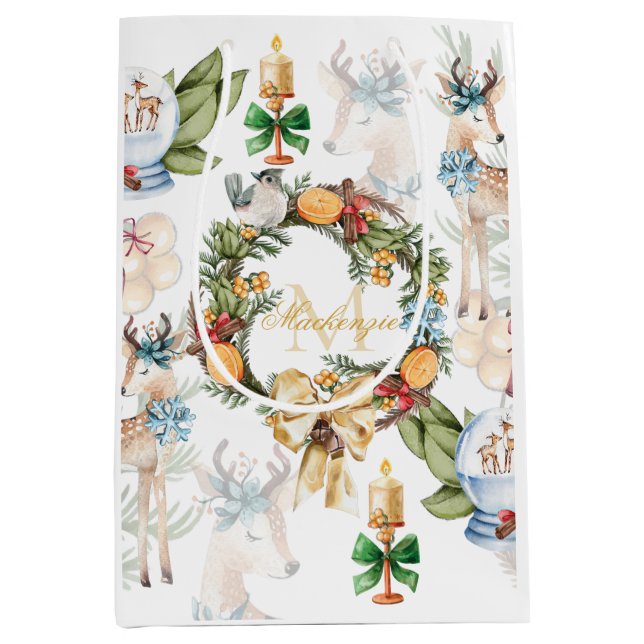 Bolsa De Regalo Mediana Navidades de acuarela personalizados (Anverso)