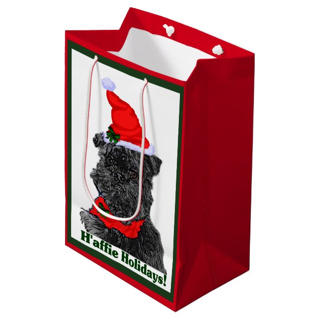 Bolsa De Regalo Mediana Navidades de Affenpinscher (Angulo Anverso)