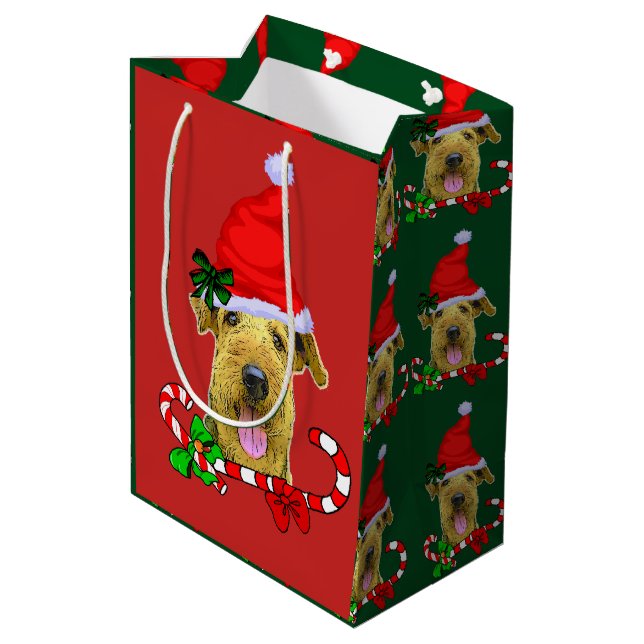 Bolsa De Regalo Mediana Navidades de Airedale Terrier (Angulo reverso)