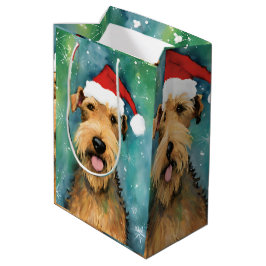Bolsa De Regalo Mediana Navidades de Airedale Terrier pinchan obras de art