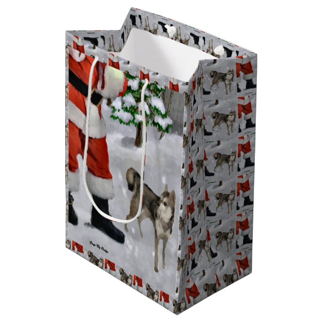 Bolsa De Regalo Mediana Navidades de Alaskan Klee Kai (Angulo Anverso)