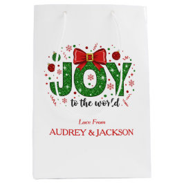 Bolsa De Regalo Mediana Navidades de Alegría Brillantes y Coloridas