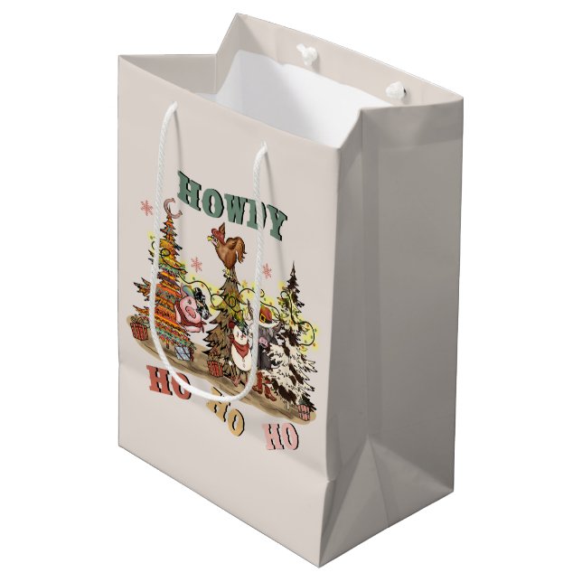 Bolsa De Regalo Mediana Navidades de animales del campo occidental (Angulo Anverso)
