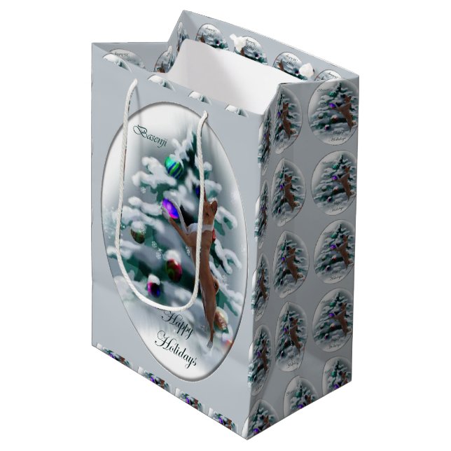 Bolsa De Regalo Mediana Navidades de Basenji (Angulo Anverso)