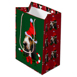 Bolsa De Regalo Mediana Navidades de Basset Hound Lovers