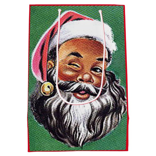 Bolsa De Regalo Mediana Navidades de Black Santa Claus de Estados Unidos (Reverso)