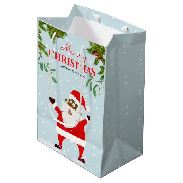 Bolsa De Regalo Mediana Navidades de Black Santa Claus de Estados Unidos (Angulo Anverso)