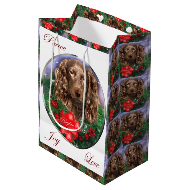 Bolsa De Regalo Mediana Navidades de Boykin Spaniel (Angulo Anverso)