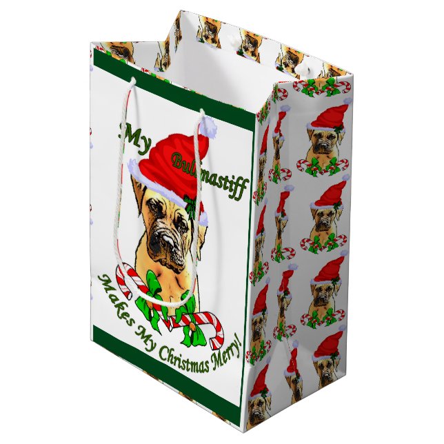 Bolsa De Regalo Mediana Navidades de Bullmastiff (Angulo Anverso)