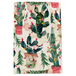 Bolsa De Regalo Mediana navidades de cactus de color agua luces para regal