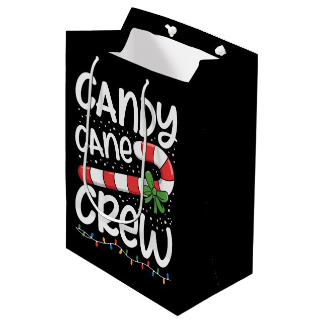 Bolsa De Regalo Mediana Navidades de Candy Cane navidad familiar (Angulo Anverso)