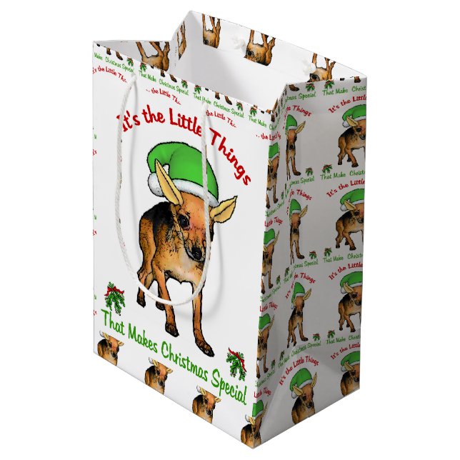 Bolsa De Regalo Mediana Navidades de Chihuahua Lovers (Angulo reverso)