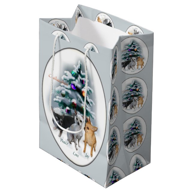 Bolsa De Regalo Mediana Navidades de Chihuahua Trio (Angulo Anverso)