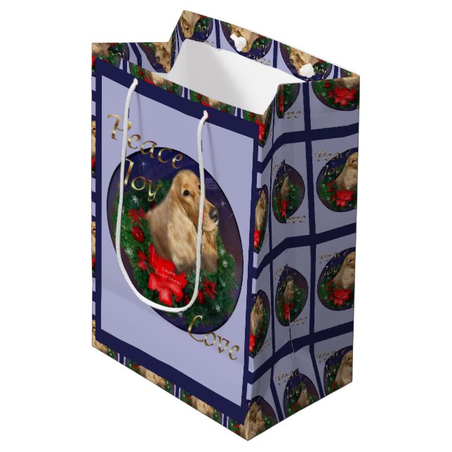Bolsa De Regalo Mediana Navidades de Cocker Spaniel inglés (Angulo Anverso)