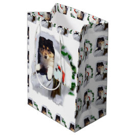 Bolsa De Regalo Mediana Navidades de Collie Puppy