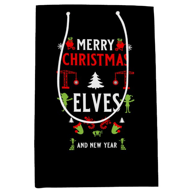 Bolsa De Regalo Mediana Navidades de construcción feos (Anverso)
