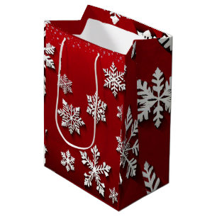 Bolsa De Regalo Mediana Navidades de copos de nieve rojos y blancos