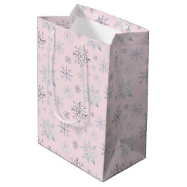 Bolsa De Regalo Mediana Navidades de copos de nieve rosa
