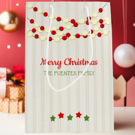 Bolsa De Regalo Mediana Navidades de Cranberry y Popcorn Rustic Beadboard