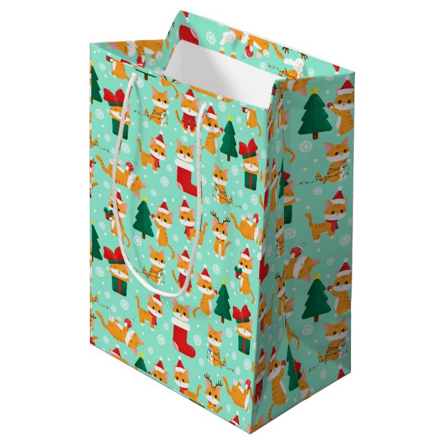 Bolsa De Regalo Mediana Navidades de Cute Naranja Tabby (Angulo Anverso)