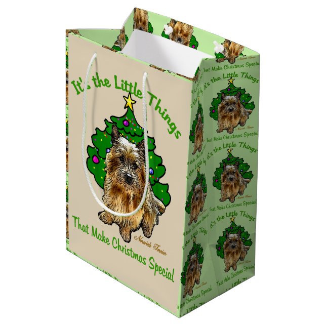 Bolsa De Regalo Mediana Navidades de Cute Norwich Terrier (Angulo reverso)