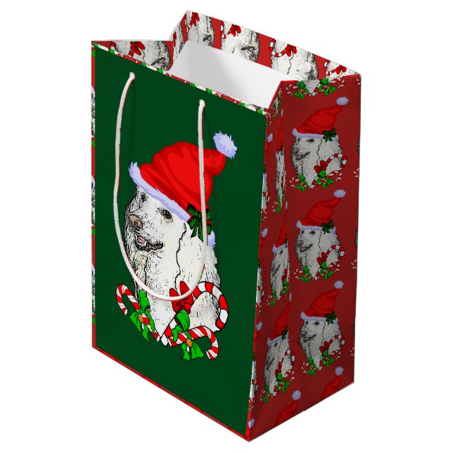Bolsa De Regalo Mediana Navidades de Cute Santa Poodle (Angulo reverso)