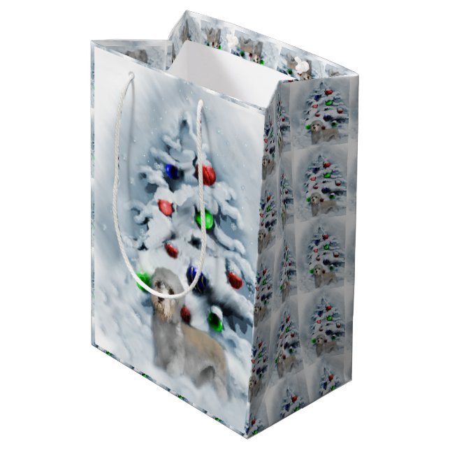 Bolsa De Regalo Mediana Navidades de Dandie Dinmont Terrier (Angulo reverso)