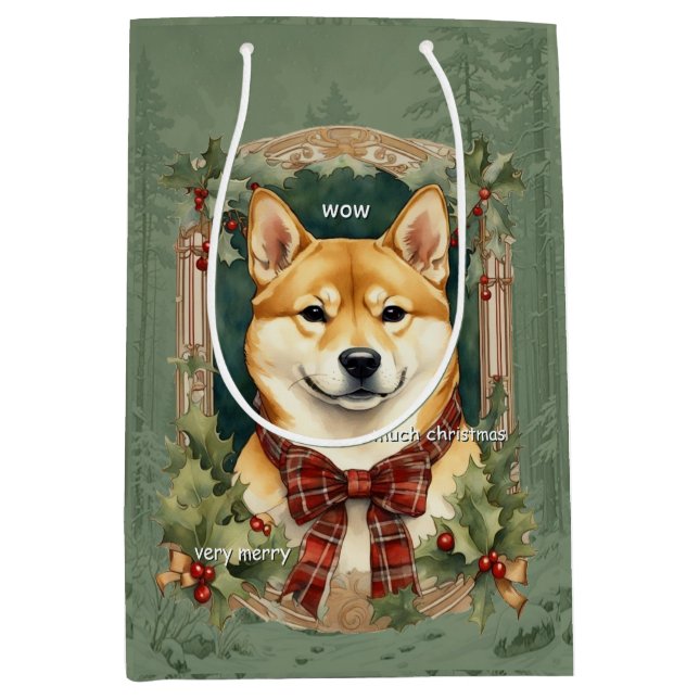 Bolsa De Regalo Mediana Navidades de Doge (Shiba Inu) (Anverso)