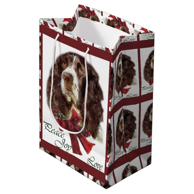 Bolsa De Regalo Mediana Navidades de English Springer Spaniel (Angulo Anverso)
