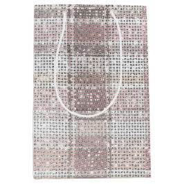 Bolsa De Regalo Mediana Navidades de franjas rosadas de plástico blanco de