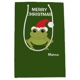 Bolsa De Regalo Mediana Navidades de Frog Santa Hat