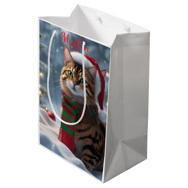 Bolsa De Regalo Mediana Navidades de gatos bangladesíes de Cute Santa Paws (Angulo reverso)