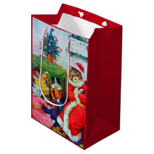 Bolsa De Regalo Mediana Navidades de gatos vintage, Louis Wain