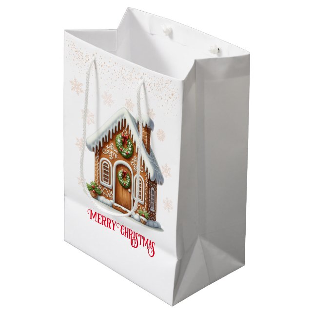 Bolsa De Regalo Mediana Navidades de Gingerbread House (Angulo Anverso)